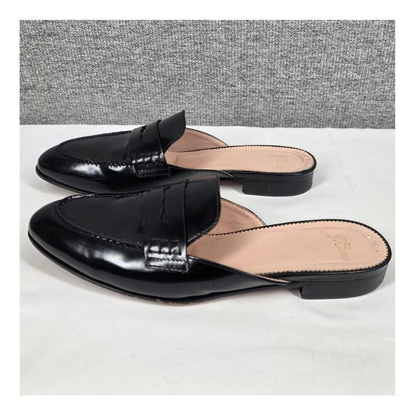 J.CREW ACADEMY SLIP-ON PENNY-LOAFER MULES – BLACK PATENT LEATHER – SIZE 7.5 - Picture 2 of 11
